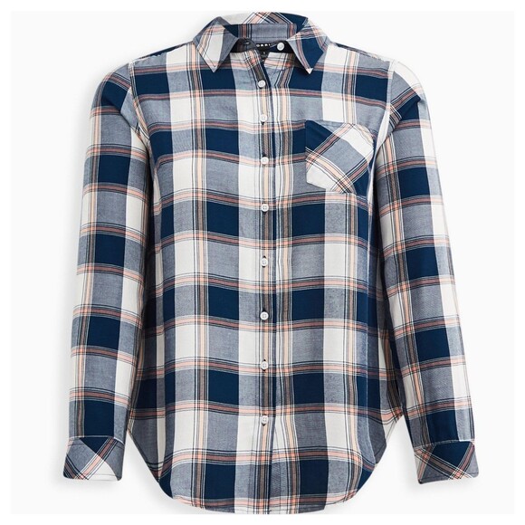 Torrid Lizzie Rayon Twill Button-Up Long Sleeve Shirt - Picture 3 of 5